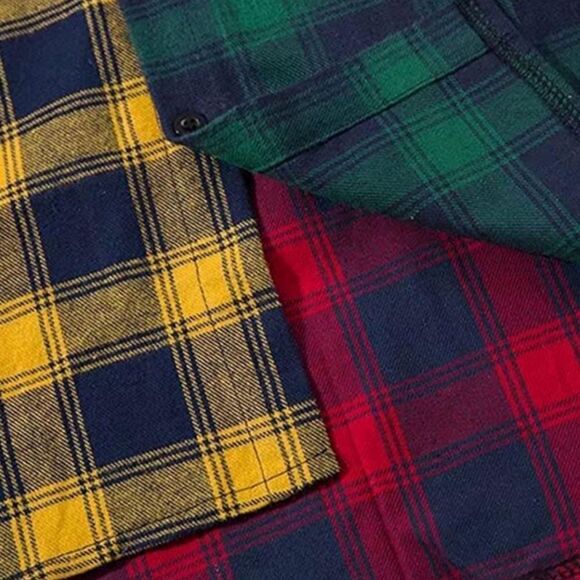 Men's Or Women's Plaid Color Block Long Sleeve Shirt - Picture 6 of 6